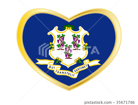 Flag of Connecticut in heart shape, golden frame 35671786