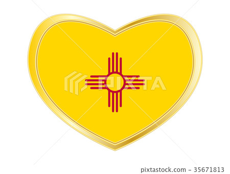 Flag of New Mexico in heart shape, golden frame Flag of New Mexico in heart shape, golden frame 35671813