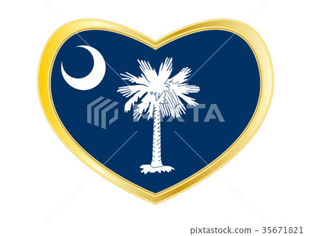 Flag of South Carolina in heart shape Golden frame 35671821