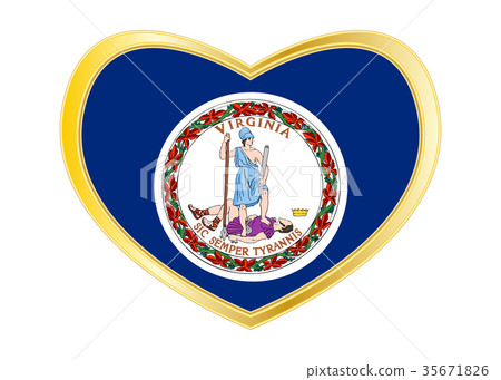 Flag of Virginia in heart shape, golden frame 35671826