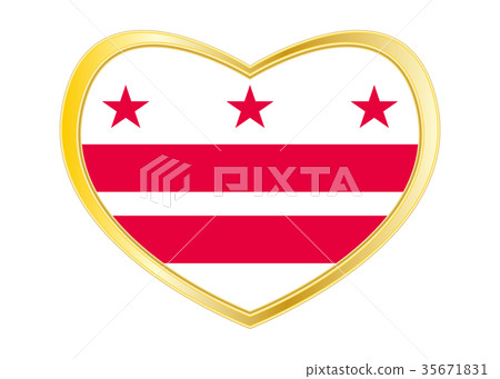 Flag of Washington, D.C. in heart shape Gold frame Flag of Washington, D.C. in heart shape Gold frame 35671831