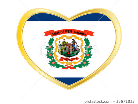 Flag of West Virginia in heart shape, golden frame Flag of West Virginia in heart shape, golden frame 35671832