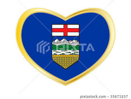 Flag of Alberta in heart shape, golden frame Flag of Alberta in heart shape, golden frame 35671837