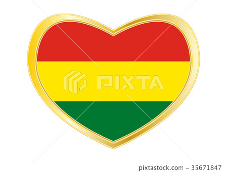 Flag of Bolivia in heart shape, golden frame 35671847