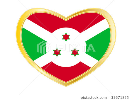 Flag of Burundi in heart shape, golden frame Flag of Burundi in heart shape, golden frame 35671855