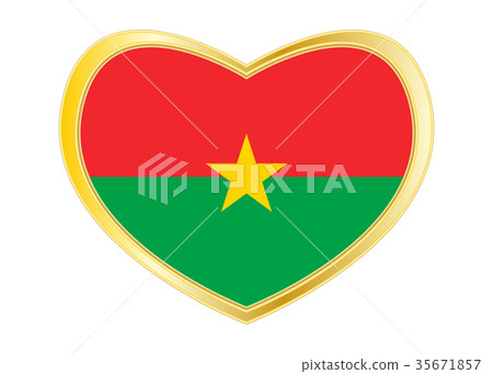 Flag of Burkina Faso in heart shape, golden frame 35671857