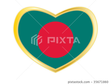 Flag of Bangladesh in heart shape, golden frame 35671860
