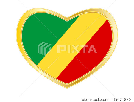 Flag of the Congo Republic in heart shape, golden - Stock Illustration ...