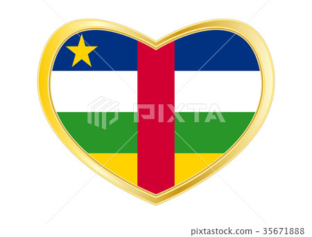 Central African Republic flag in heart shape, gold Central African Republic flag in heart shape, gold 35671888