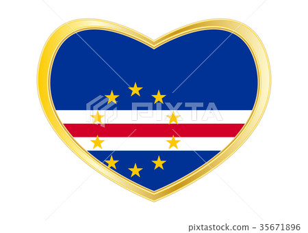 Flag of Cape Verde in heart shape, golden frame 35671896