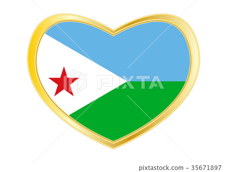 Flag of Djibouti in heart shape, golden frame 35671897