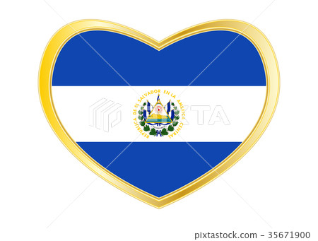 Flag of El Salvador in heart shape, golden frame 35671900