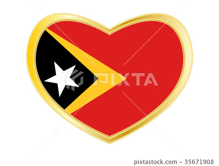 Flag of East Timor in heart shape, golden frame Flag of East Timor in heart shape, golden frame 35671908