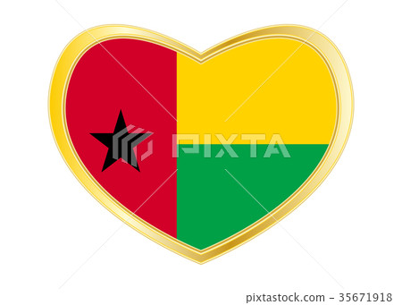 Flag of Guinea-Bissau in heart shape, golden frame 35671918