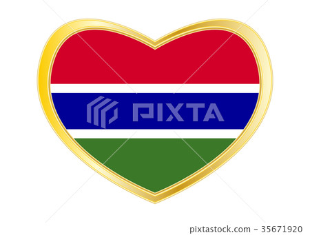 Flag of the Gambia in heart shape, golden frame 35671920