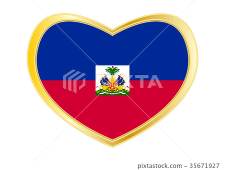 Flag of Haiti in heart shape, golden frame Flag of Haiti in heart shape, golden frame 35671927