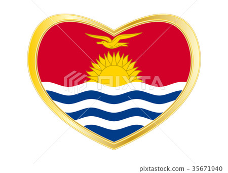 Flag of Kiribati in heart shape, golden frame 35671940