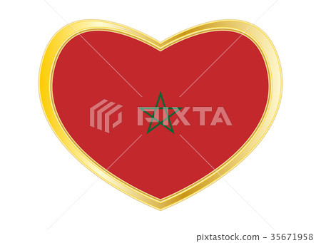 Flag of Morocco in heart shape, golden frame 35671958