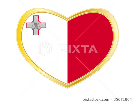 Flag of Malta in heart shape, golden frame Flag of Malta in heart shape, golden frame 35671964