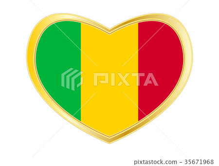 Flag of Mali in heart shape, golden frame 35671968