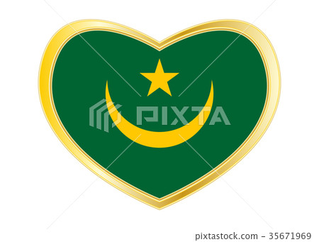 Flag of Mauritania in heart shape, golden frame Flag of Mauritania in heart shape, golden frame 35671969