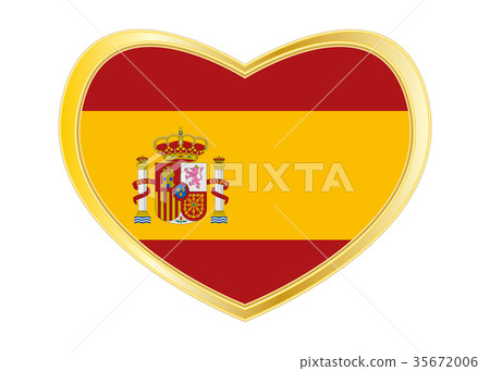 Flag of Spain in heart shape, golden frame 35672006