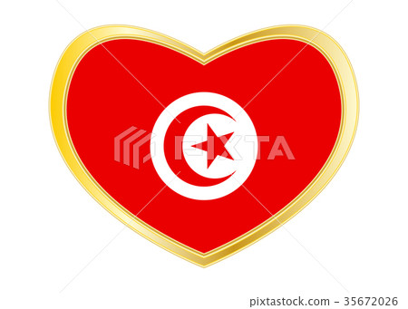 Flag of Tunisia in heart shape, golden frame Flag of Tunisia in heart shape, golden frame 35672026