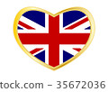 Flag of United Kingdom in heart shape Golden frame 35672036