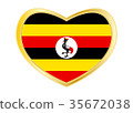 Flag of Uganda in heart shape, golden frame 35672038