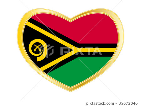 Flag of Vanuatu in heart shape, golden frame Flag of Vanuatu in heart shape, golden frame 35672040