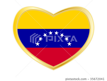 Flag of Venezuela in heart shape, golden frame Flag of Venezuela in heart shape, golden frame 35672041