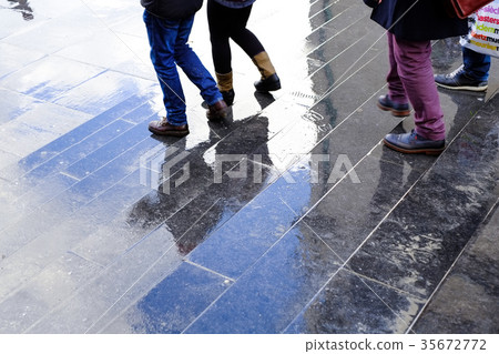 Blue sky reflected on the stone steps after the rain Blue sky reflected on the stone steps after the rain 35672772
