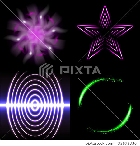 Set of Beautifully glowing neon abstract backgroun 35673336