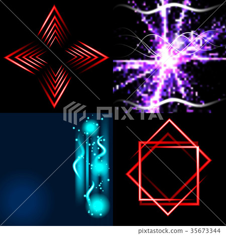 Set of Beautifully glowing neon abstract backgroun 35673344