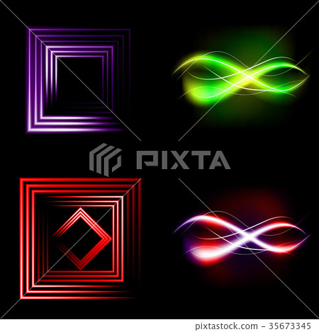 Set of Beautifully glowing neon abstract backgroun 35673345