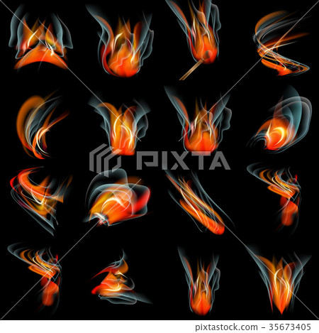 Set of Burn flame fire. abstract background. Vecto Set of Burn flame fire. abstract background. Vecto 35673405