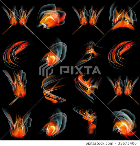 Set of Burn flame fire. abstract background. Vecto Set of Burn flame fire. abstract background. Vecto 35673406
