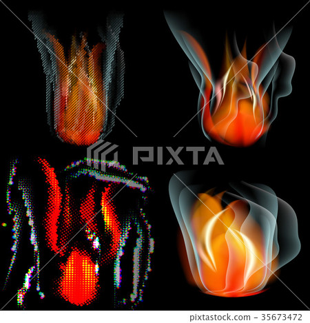 Collection of fires isolated on black background. 35673472