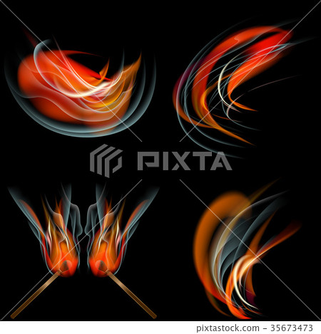 Collection of fires isolated on black background. 35673473