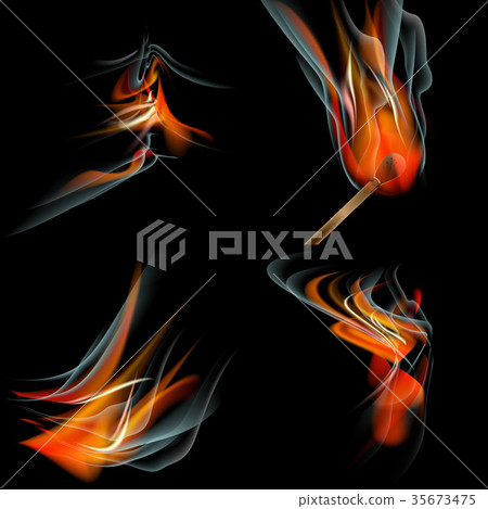 Collection of fires isolated on black background. 35673475