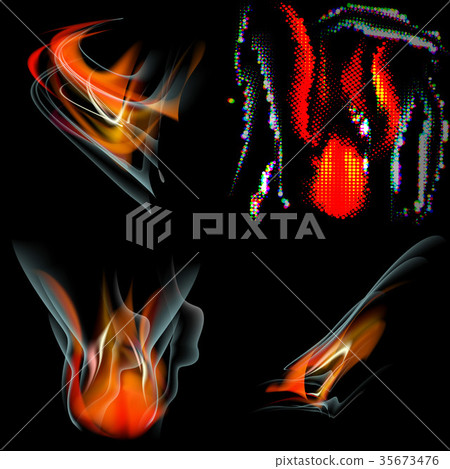 Collection of fires isolated on black background. 35673476
