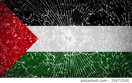 Flags Palestine with broken glass texture. Vector Flags Palestine with broken glass texture. Vector 35673508