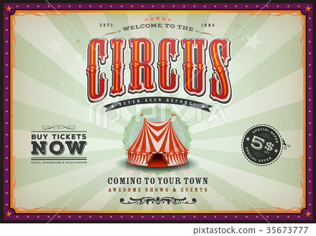 Vintage Horizontal Circus Poster With Sunbeams 35673777