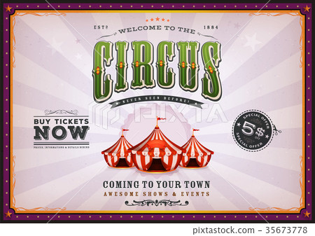 Vintage Circus Poster With Sunbeams Vintage Circus Poster With Sunbeams 35673778