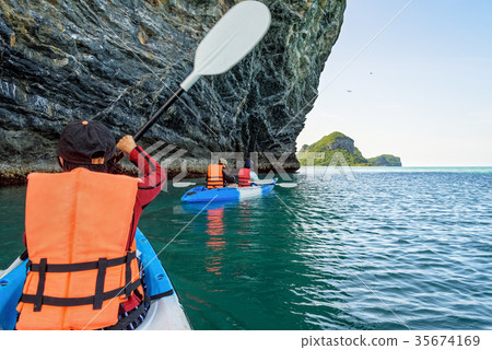 Group of tourists on a kayak 35674169