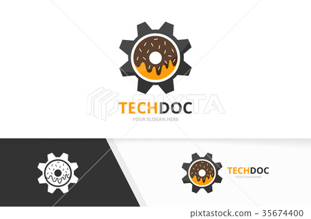 Vector donut and gear logo combination. Doughnut Vector donut and gear logo combination. Doughnut 35674400
