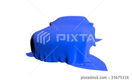 Car covered with a cloth isolated. 3D render Car covered with a cloth isolated. 3D render 35675316