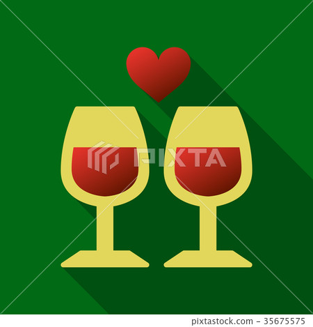 Two glasses of wine or champagne. Cheers icon Two glasses of wine or champagne. Cheers icon 35675575