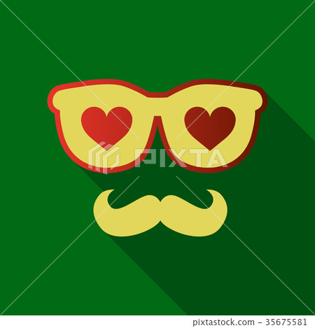 Heart Sunglasses And beard Isolated On White 35675581