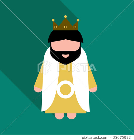 插圖素材: king wearing crown and mantle, cartoon vector